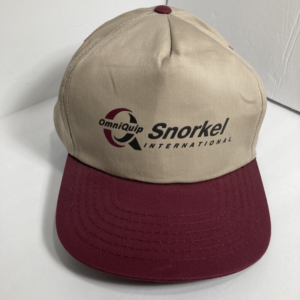Four Seasons Snapback Hat Mens OSFA Tan Burgundy OmniQuip Snorkel‎ Logo 3514